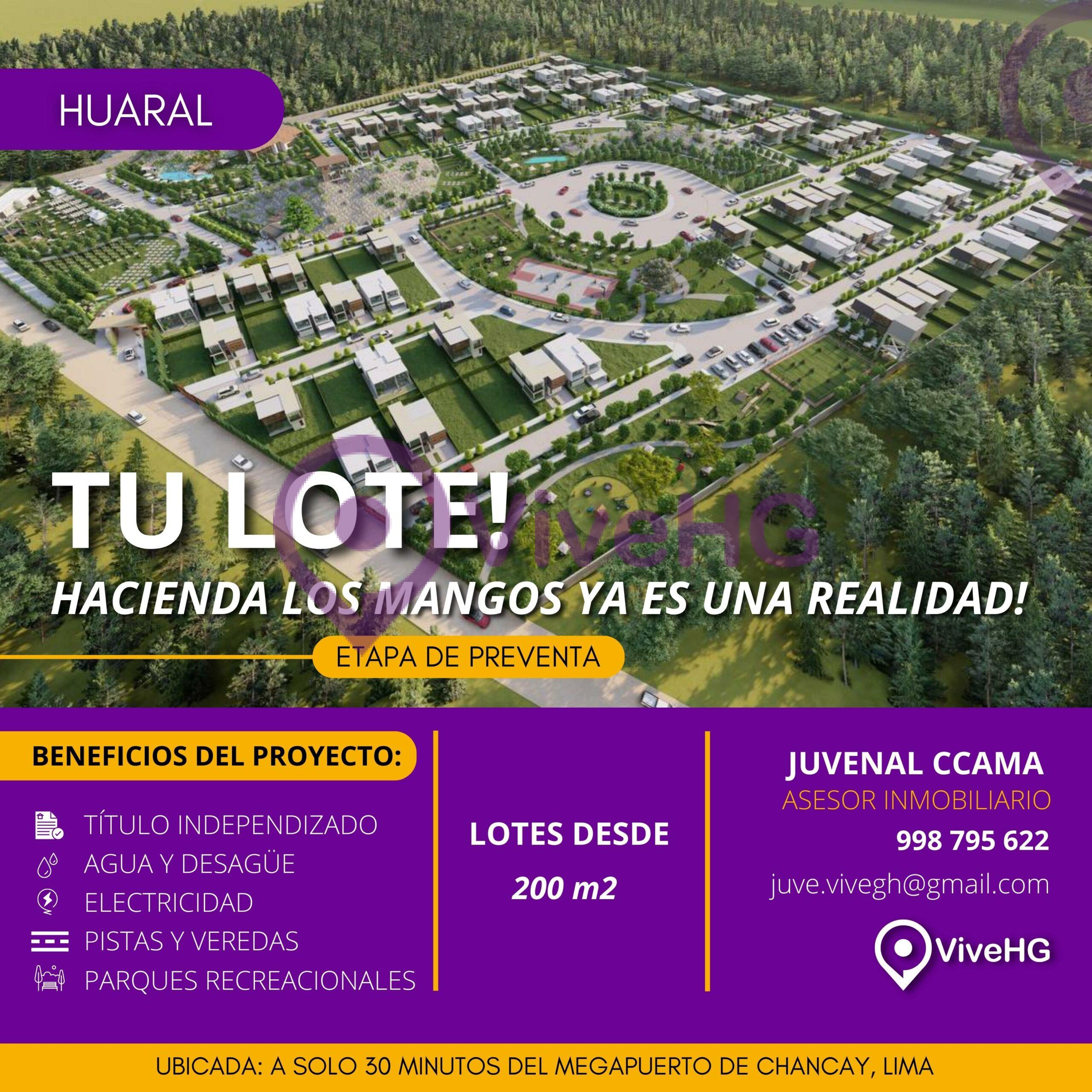 Lotes en Huaral desde 200 m2 para casa de campo ViveHG